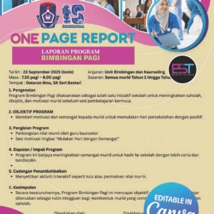 Template One Page Report (OPR) Link Canva