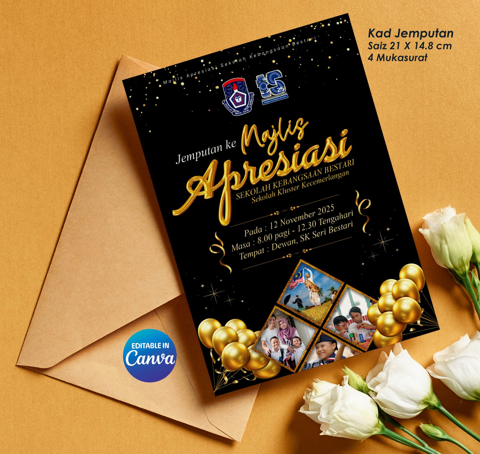 Template Program Majlis Apresiasi Link Canva Design Gold & Black